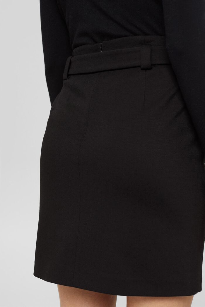 Punto jersey mini skirt with a belt, BLACK, detail image number 2