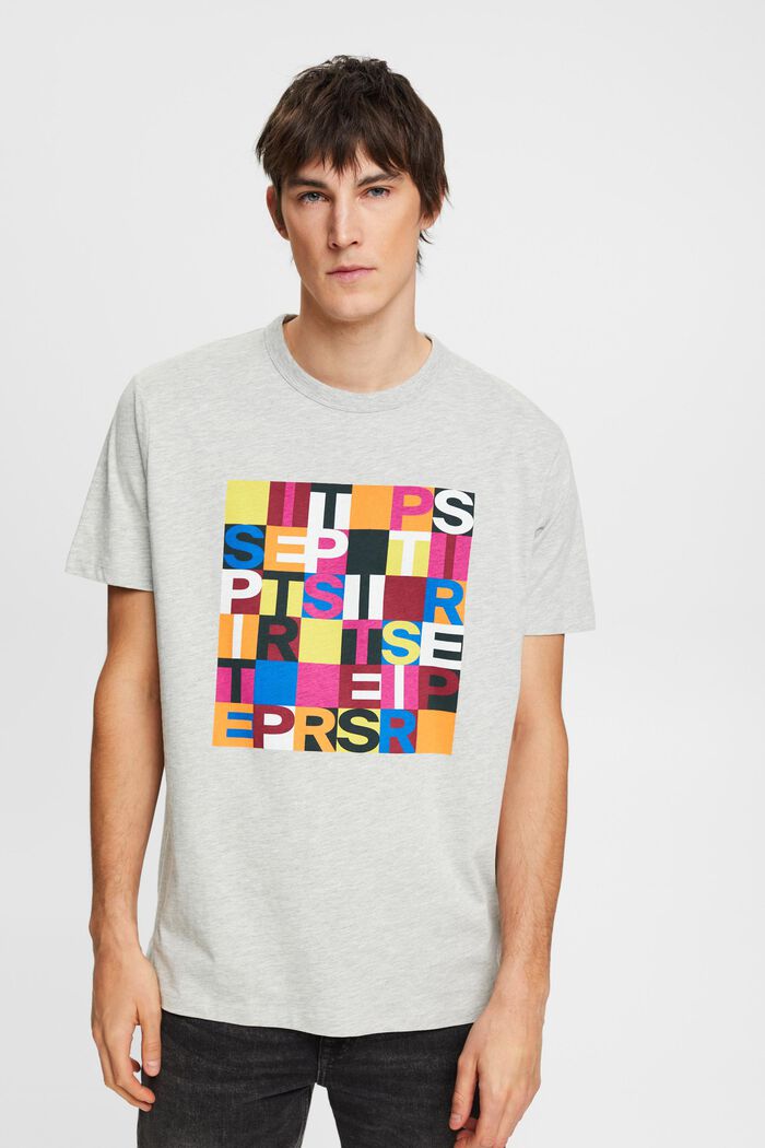 T-shirt with logo print, organic cotton, LIGHT GREY, detail image number 0