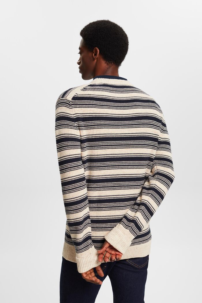 Striped crewneck jumper, 100% cotton, NAVY, detail image number 4
