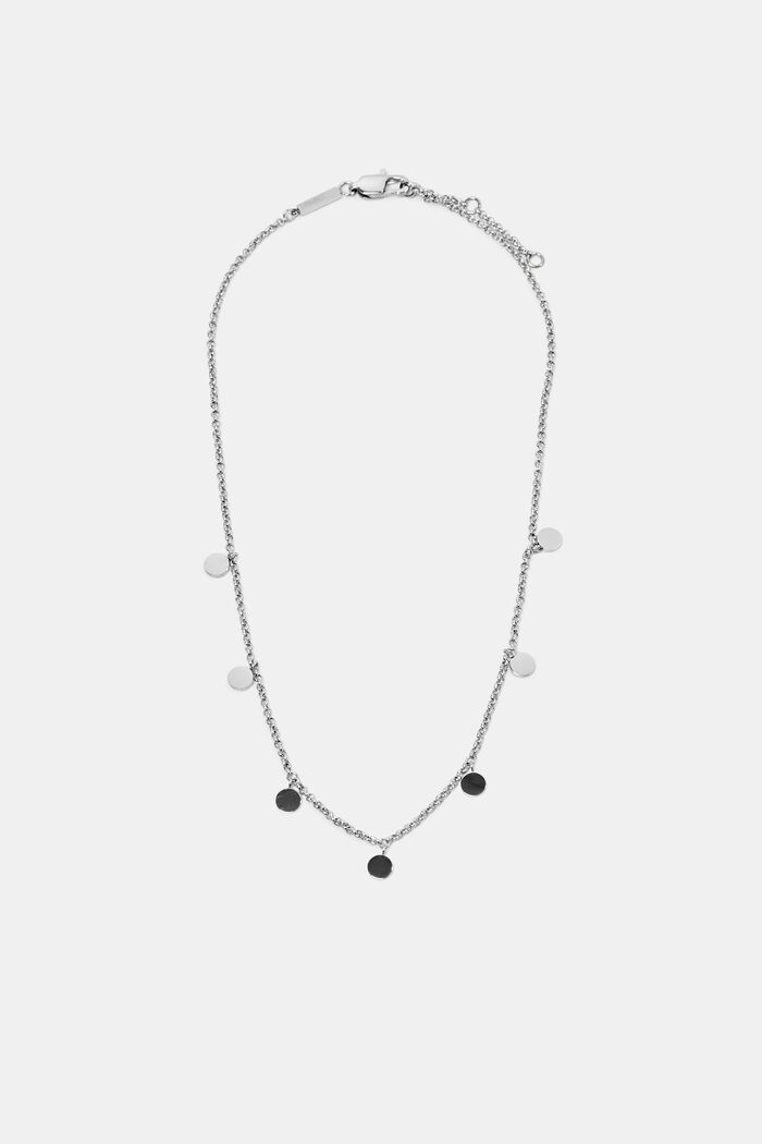 Round Pendant Belcher Chain Necklace, SILVER, detail image number 0
