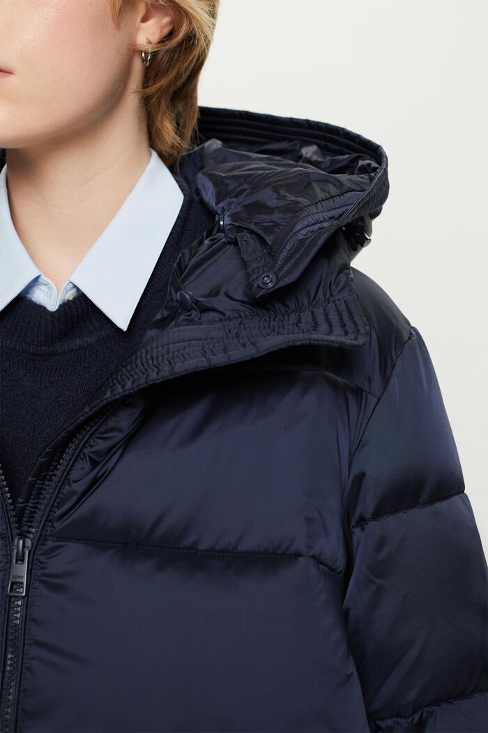 Puffer Coat With Detachable Hood, NAVY, detail image number 1