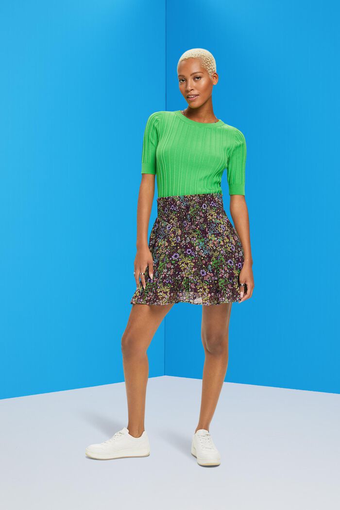 Floral mini skirt, DARK PURPLE, detail image number 4