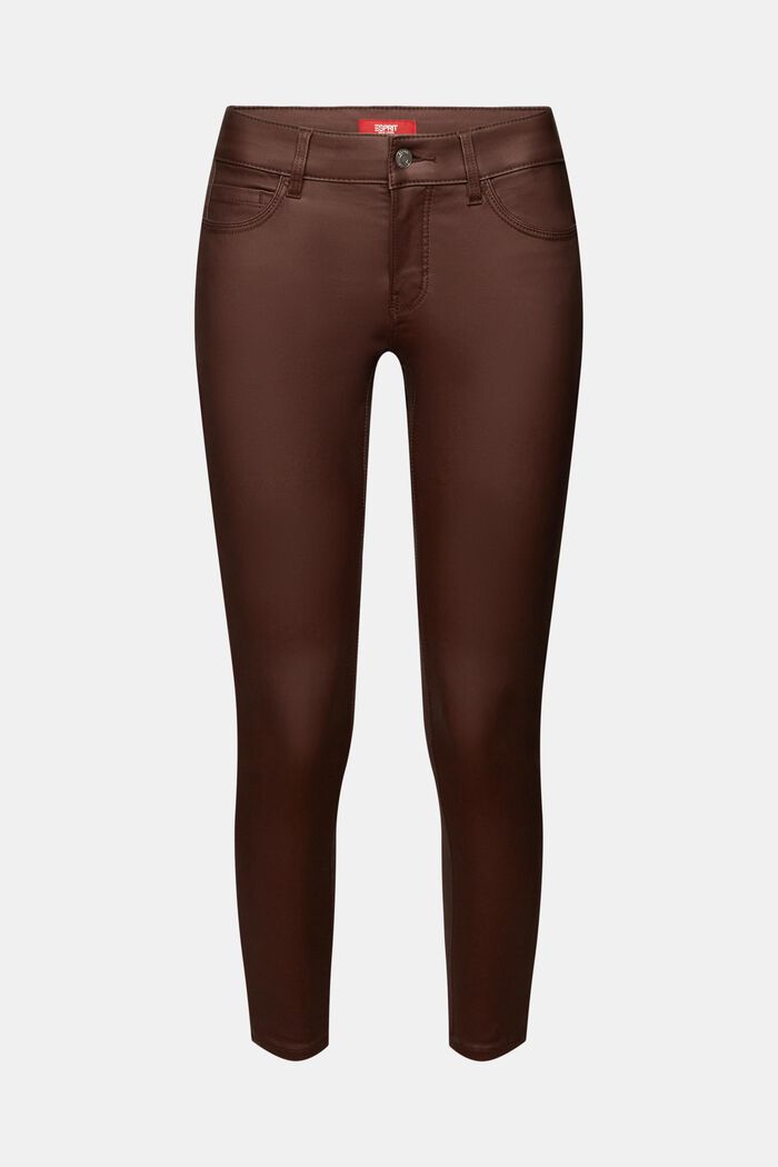 Mid-Rise Skinny Leg Coated Trousers, BROWN, detail image number 7