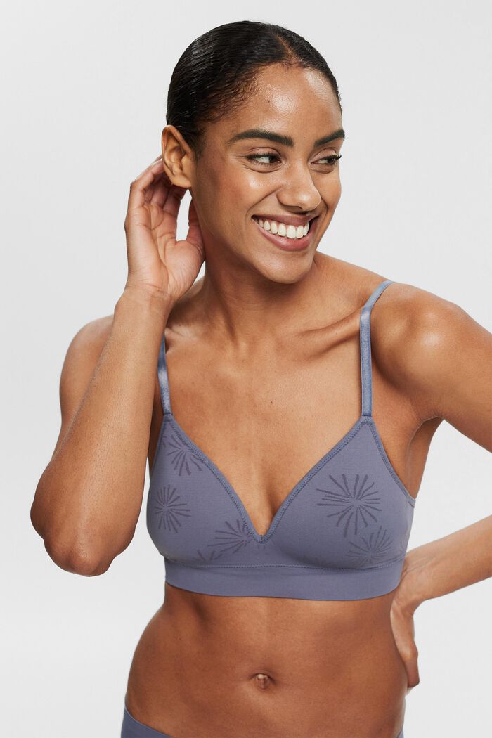 Recycled: padded soft bra, GREY BLUE, detail image number 0