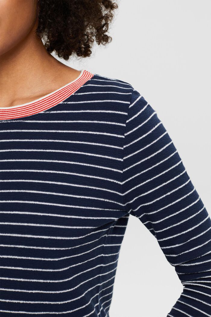 Striped long sleeve top, NAVY, detail image number 3