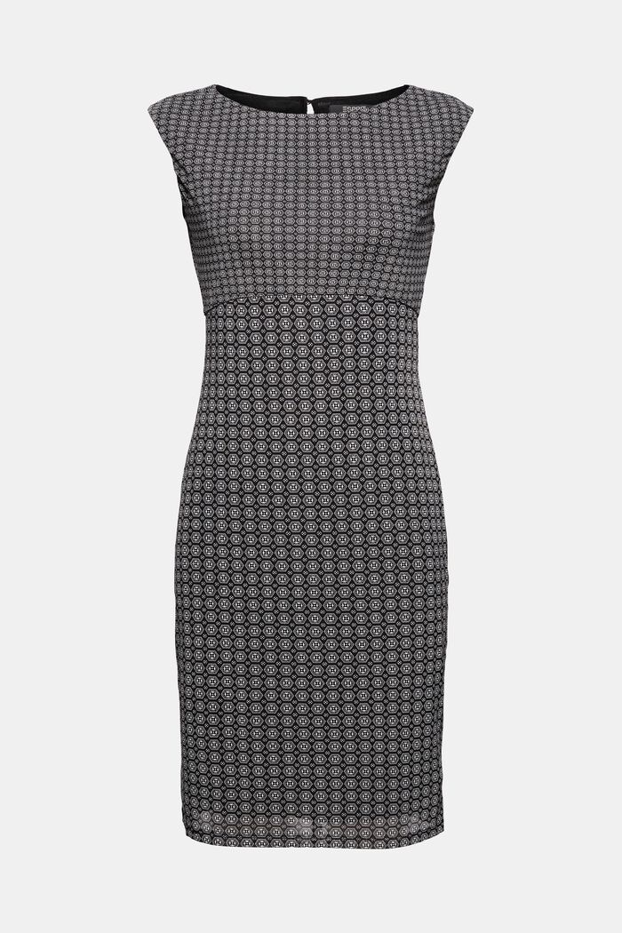 Mesh sheath dress with a print, BLACK, detail image number 6