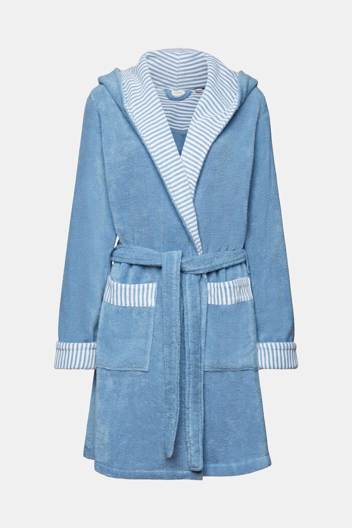 Terry cloth bathrobe with striped lining, SKY BLUE, detail image number 5