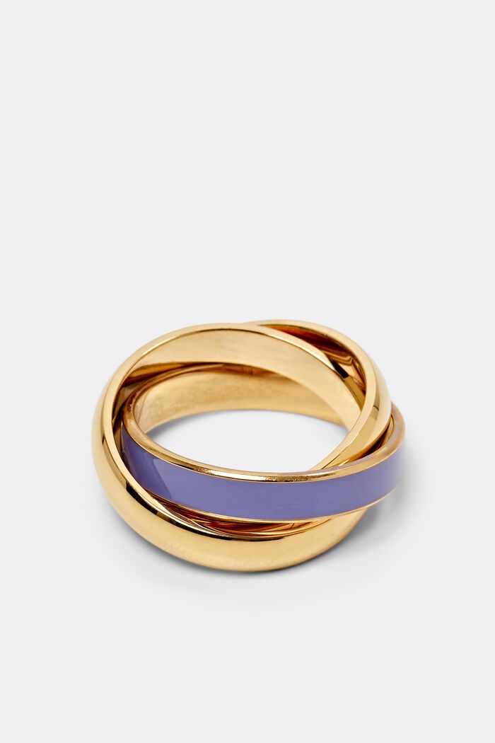 Stainless Steel Trio Ring, GOLD, detail image number 0