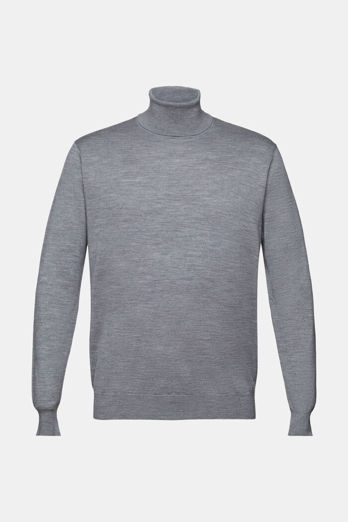 Merino Wool Turtleneck Sweater, GREY, detail image number 6