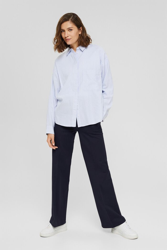 Shirt blouse in 100% organic cotton, PASTEL BLUE, detail image number 1