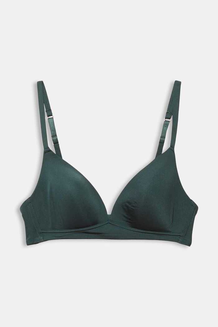 Padded bra made of recycled microfibre material, DARK TEAL GREEN, overview