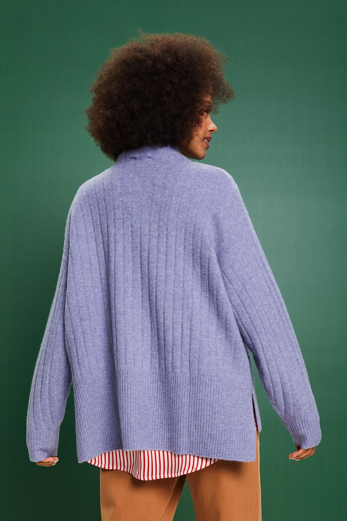 Flat Rib-Knit Sweater, BLUE LAVENDER, detail image number 2