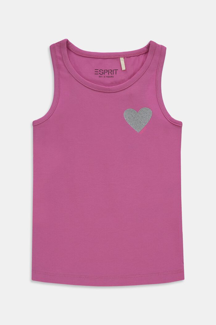 Vest top with glitter print in cotton
