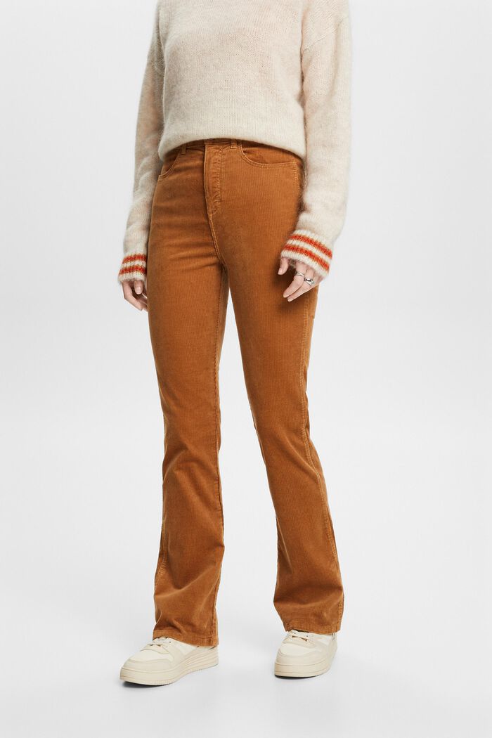 High-Rise Bootcut Fit Corduroy Trousers, CARAMEL, detail image number 0