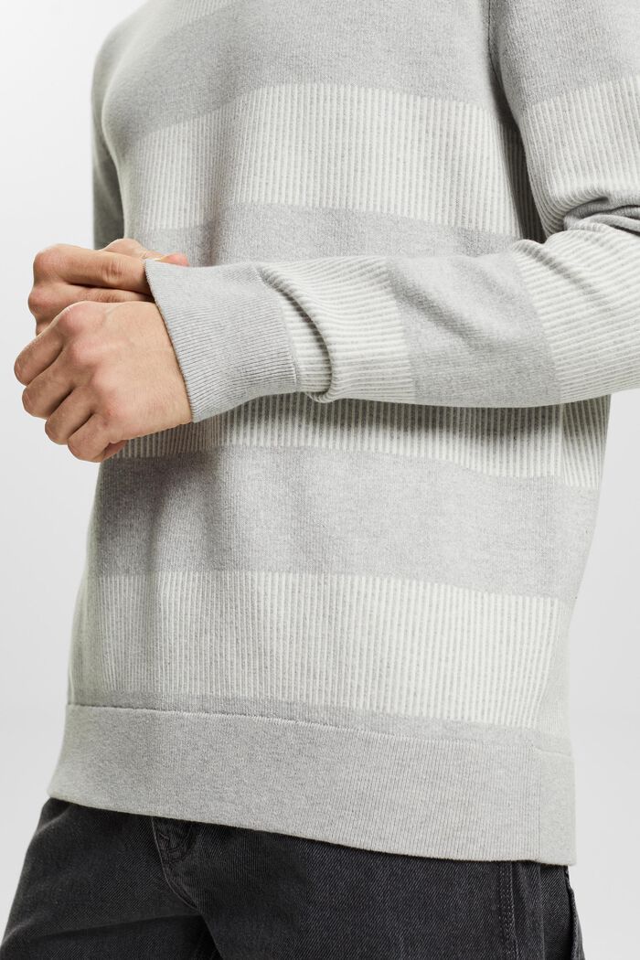 Striped Rib-Knit Sweater, LIGHT GREY, detail image number 2