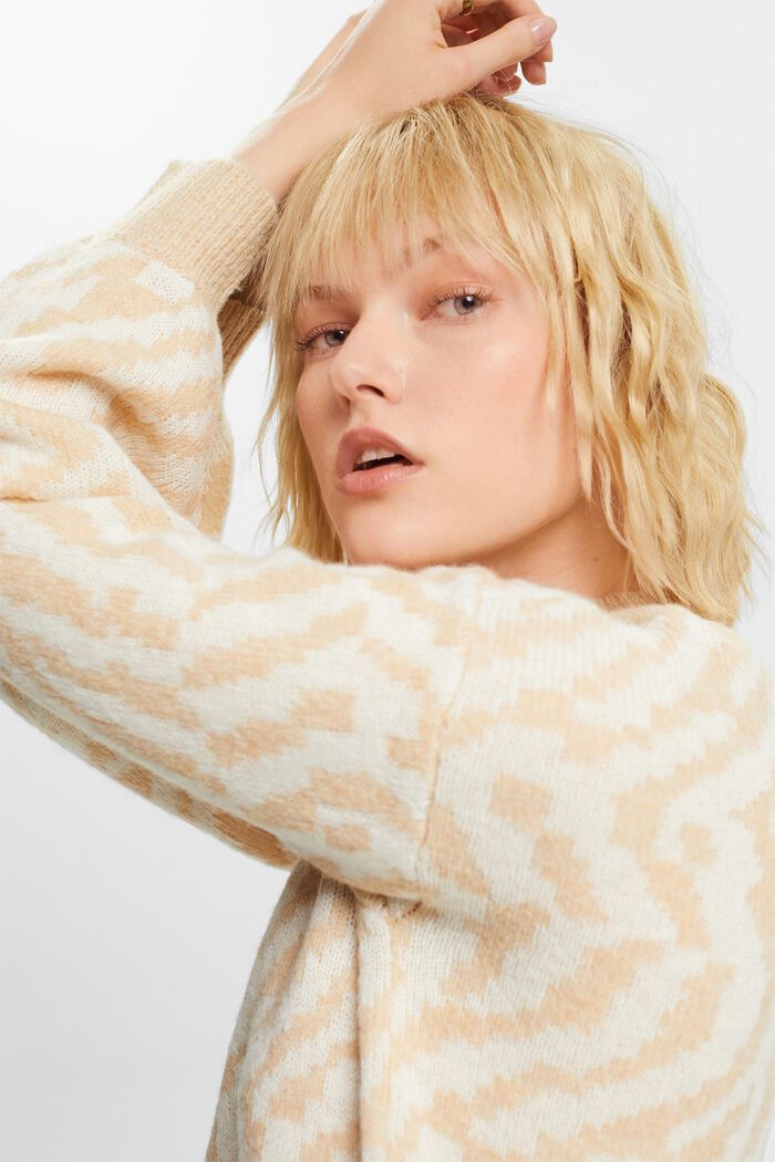 Abstract Jacquard Sweater, DUSTY NUDE, detail image number 4
