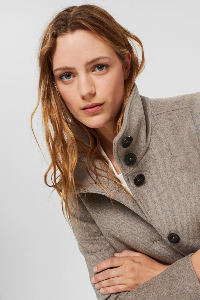 Made of blended wool: Coat with a stand-up collar, TAUPE, detail image number 5