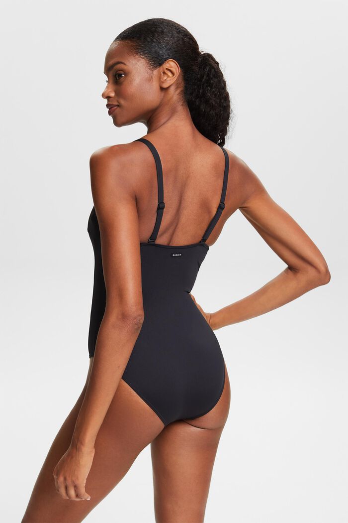 Made of recycled material: unpadded swimsuit with underwiring, BLACK, detail image number 3