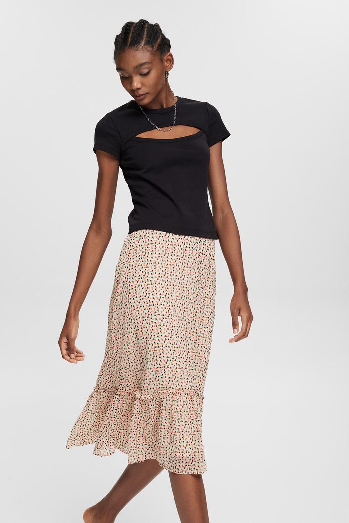 midi-length chiffon skirt, SAND, detail image number 0
