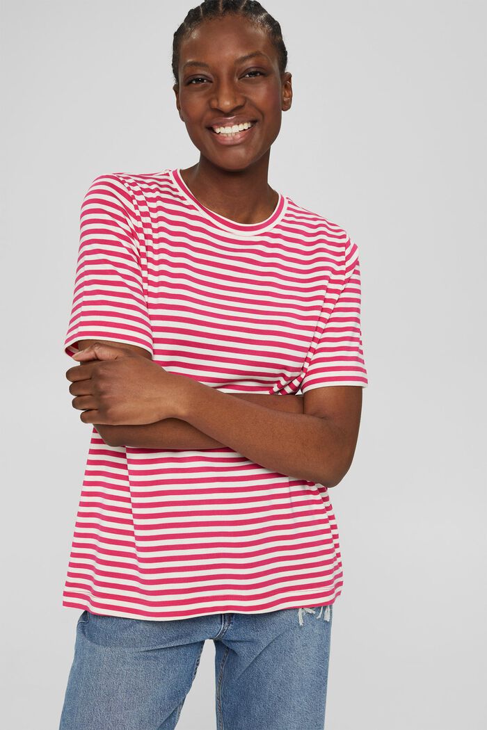 Striped TENCEL™ T-shirt, PINK FUCHSIA, detail image number 0