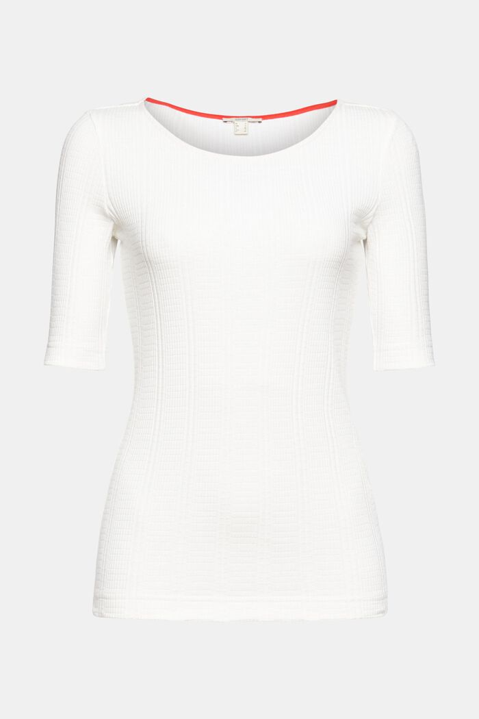 Textured cotton top, OFF WHITE, overview