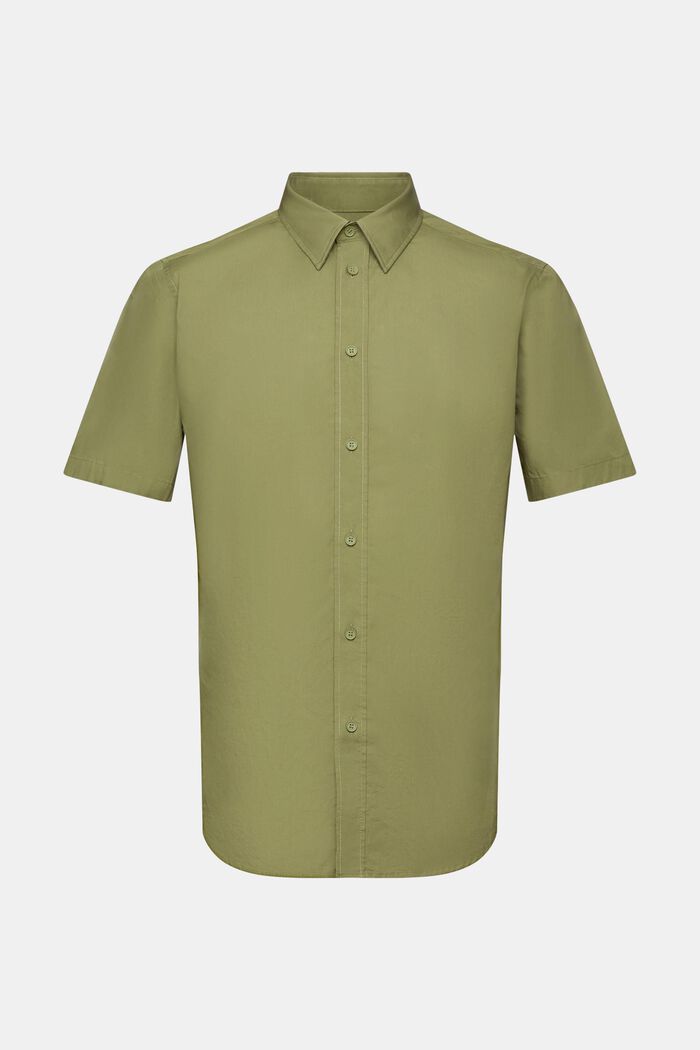 Cotton Poplin Short-Sleeve Shirt, LIGHT KHAKI, detail image number 6