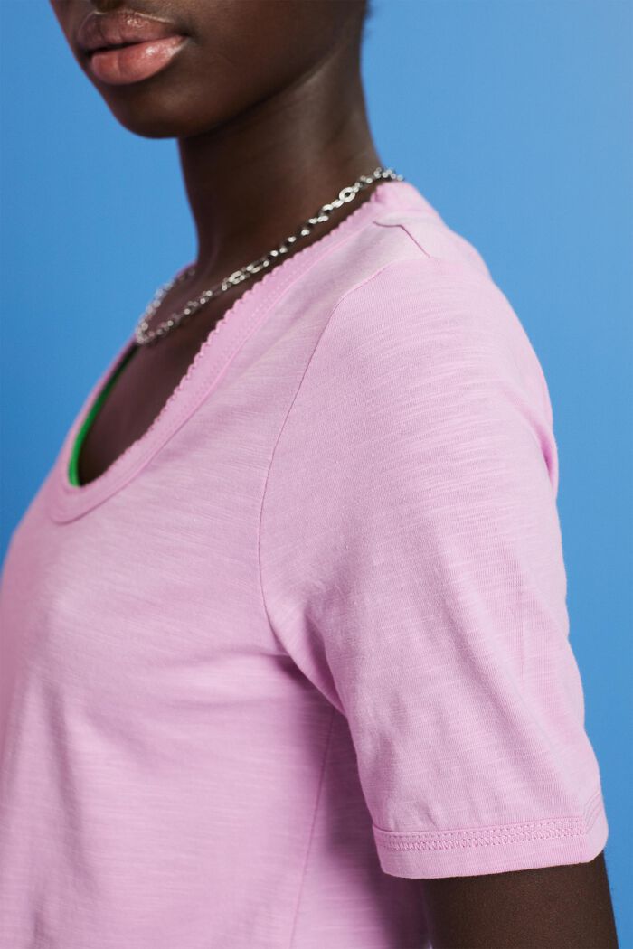 Cotton T-shirt with scoop neckline, LILAC, detail image number 2