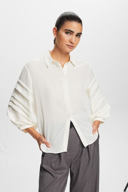 Pleated Shirt Blouse