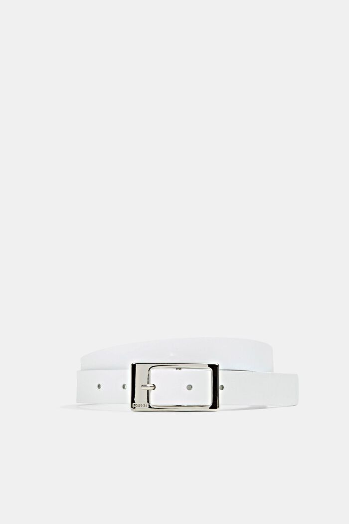 Cowhide leather belt, WHITE, overview