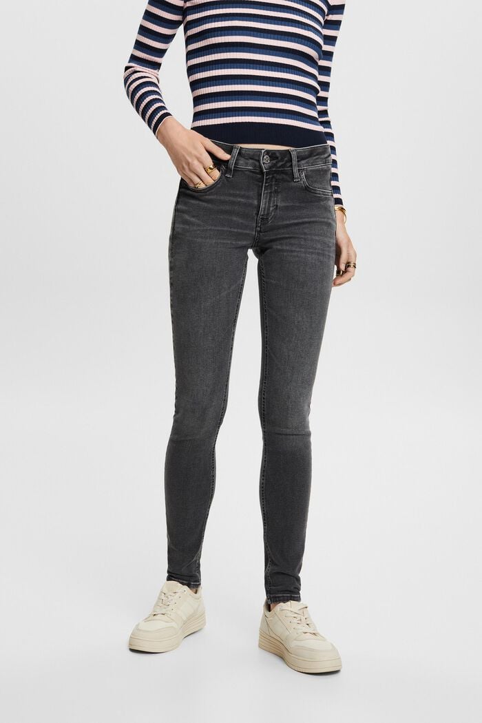 Mid-Rise Skinny Jeans, BLACK DARK WASHED, detail image number 0
