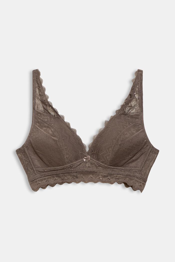 Recycled: padded non-wired bra in lace, TAUPE, detail image number 4