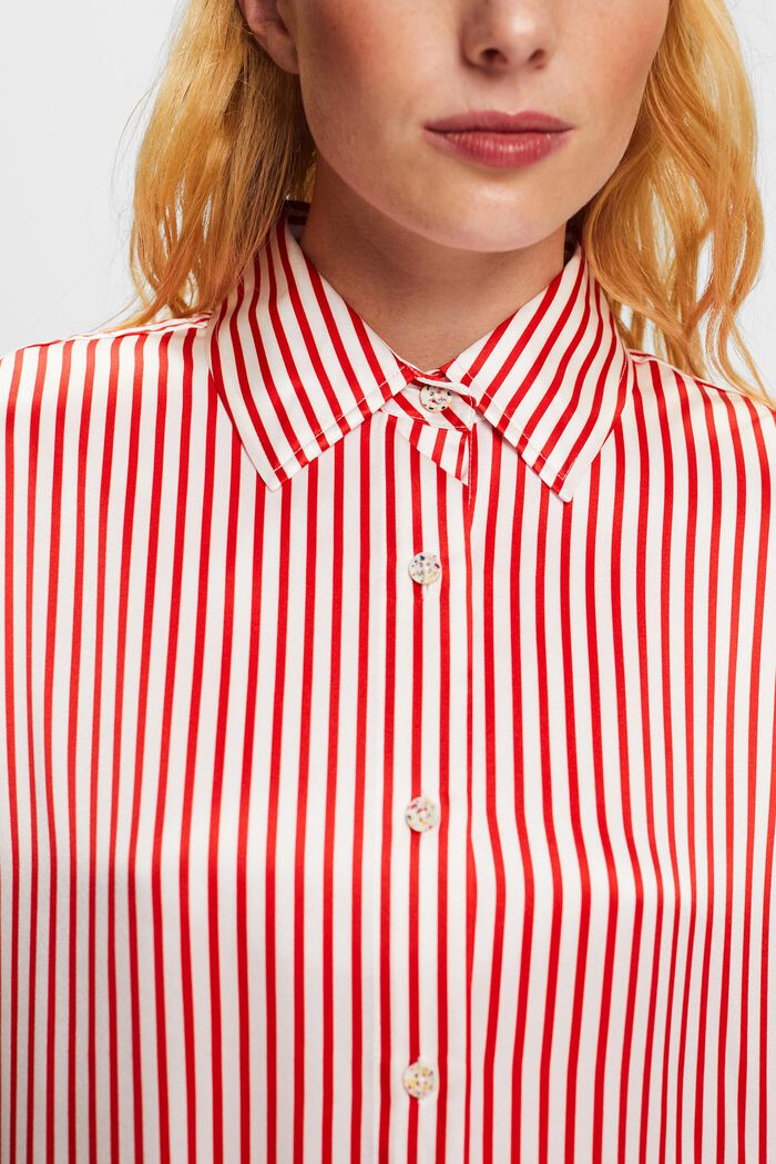 Striped Silk Charmeuse Shirt, DARK RED, detail image number 5