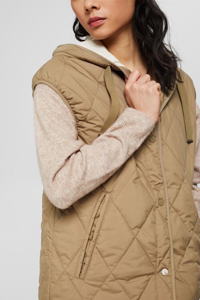 Recycled: Quilted body warmer with padding, KHAKI GREEN, detail image number 1