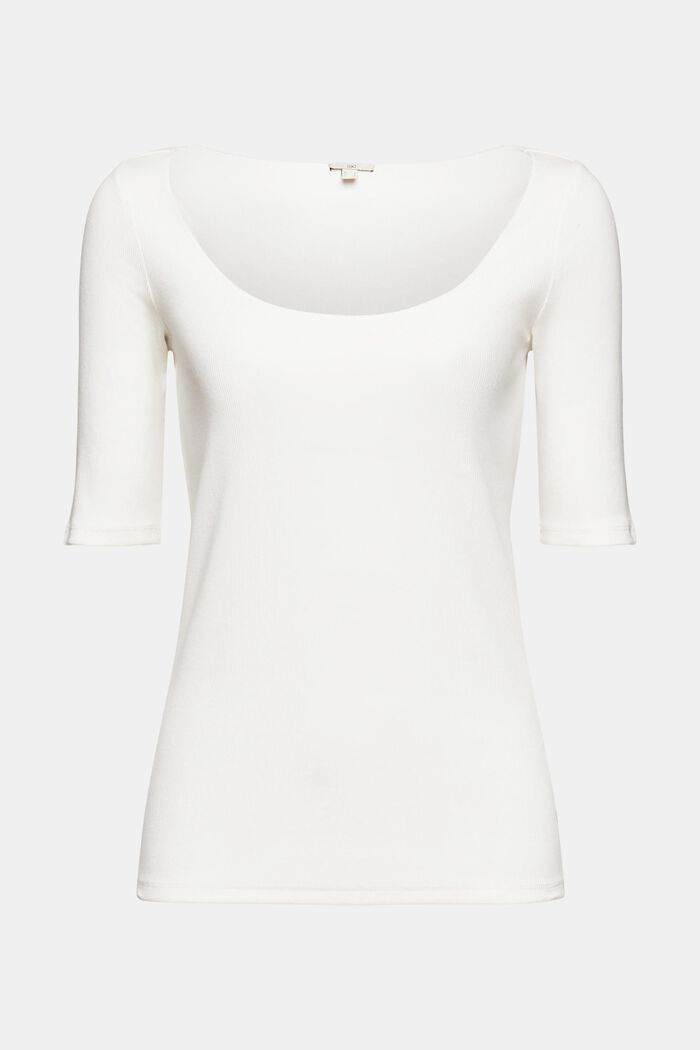 Ribbed T-shirt made of organic cotton, OFF WHITE, overview