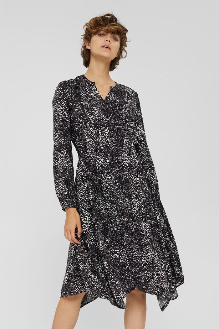 Printed midi dress, LENZING™ ECOVERO™, BLACK, detail image number 5