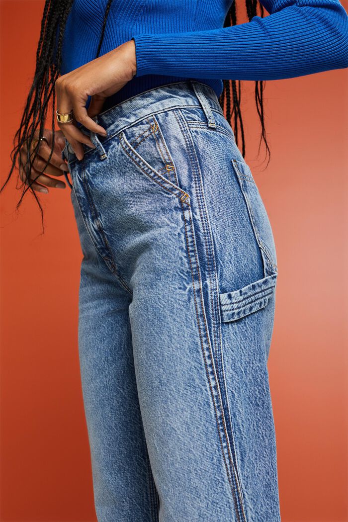 High-Rise Straight Jeans, BLUE LIGHT WASHED, detail image number 5
