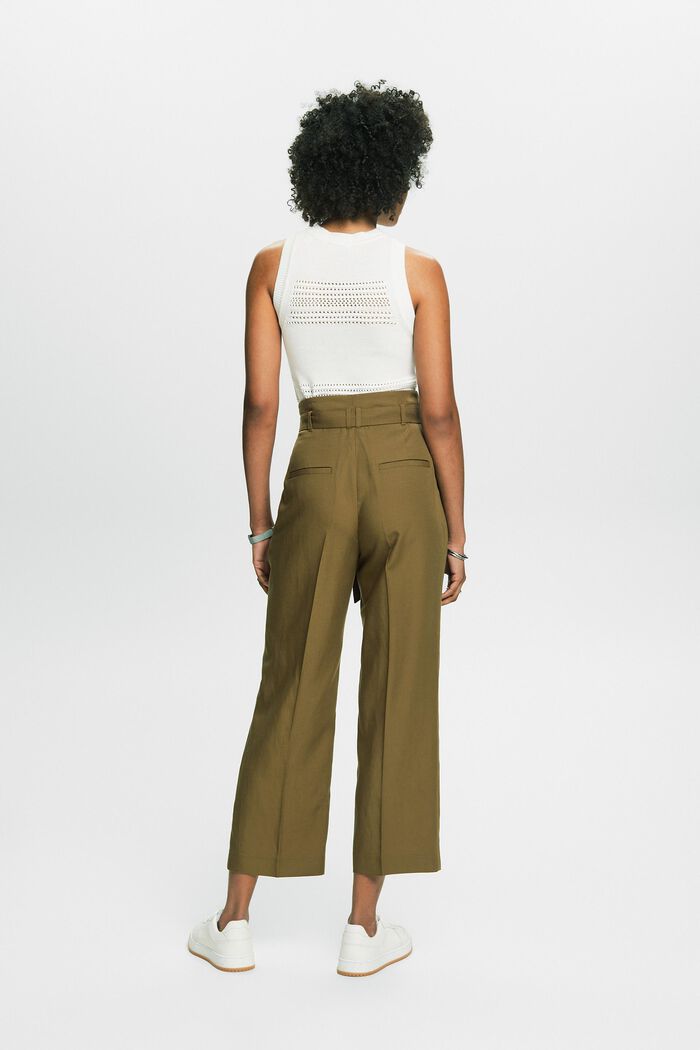 Mix and Match Cropped High-Rise Culotte Pants, KHAKI GREEN, detail image number 2