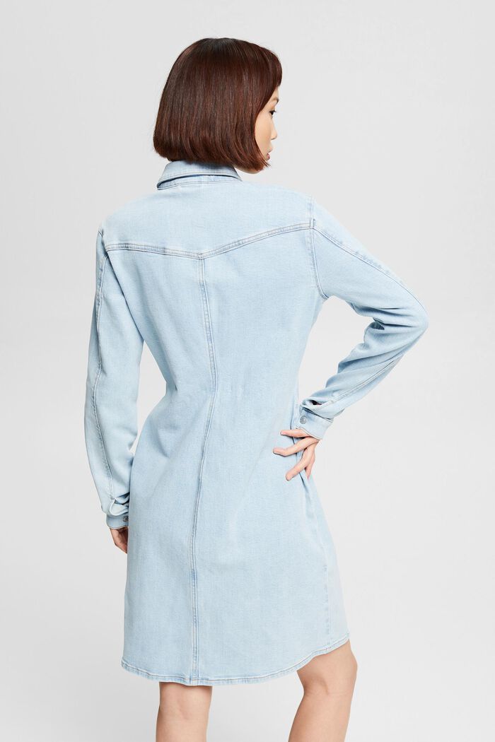 Denim dress with a button placket, BLUE LIGHT WASHED, detail image number 2