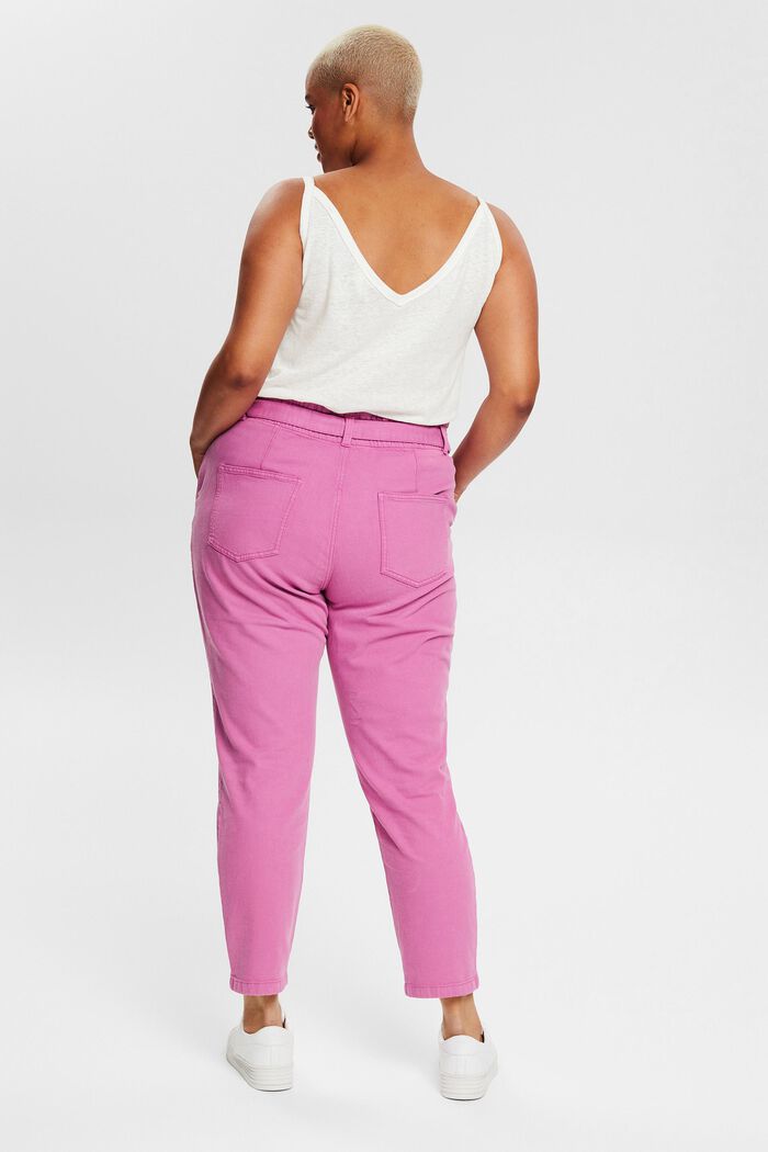 CURVY trousers with a tie-around belt, in a fabric blend containing hemp, PINK FUCHSIA, detail image number 3