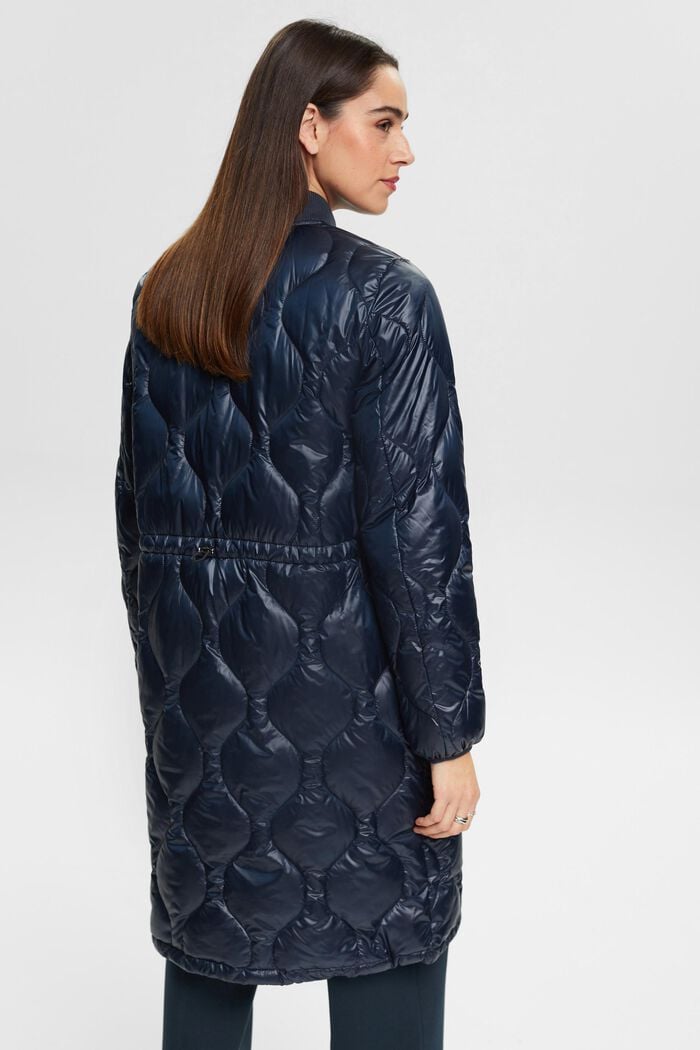 Quilted coat with rib knit collar, NAVY, detail image number 3
