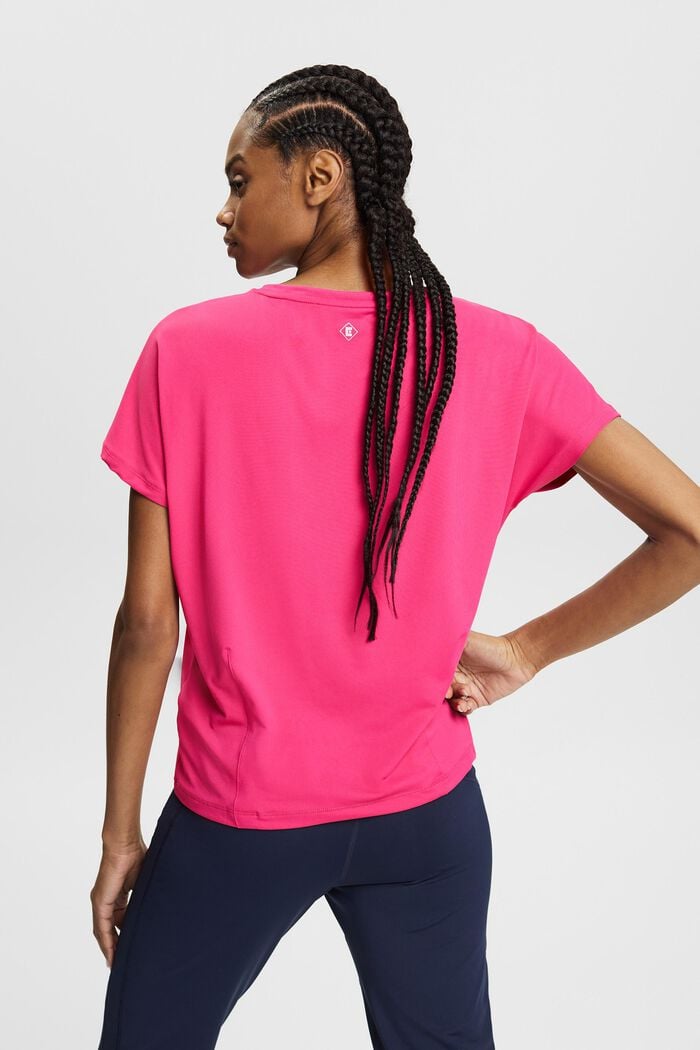 Active V-Neck T-Shirt E-DRY, PINK FUCHSIA, detail image number 3