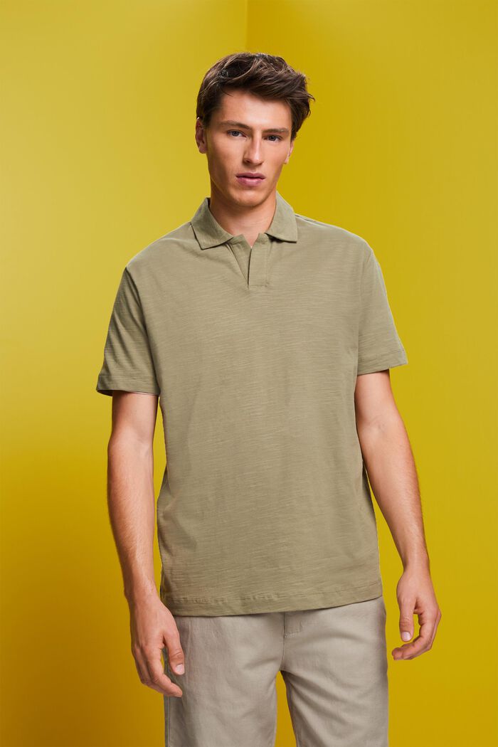 Jersey polo shirt, 100% cotton, LIGHT KHAKI, detail image number 0