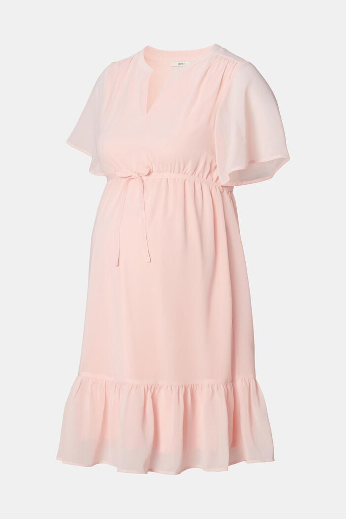 Made of recycled material: chiffon dress with flounces, LIGHT PINK, detail image number 1