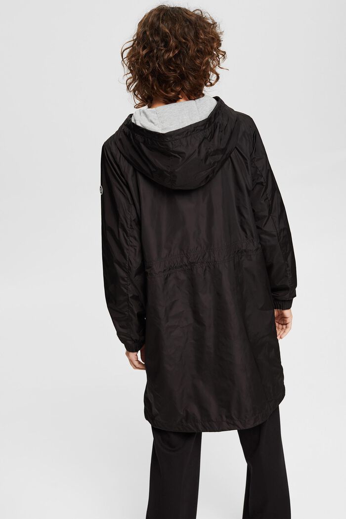 Made of recycled material: hooded rain parka, BLACK, detail image number 3