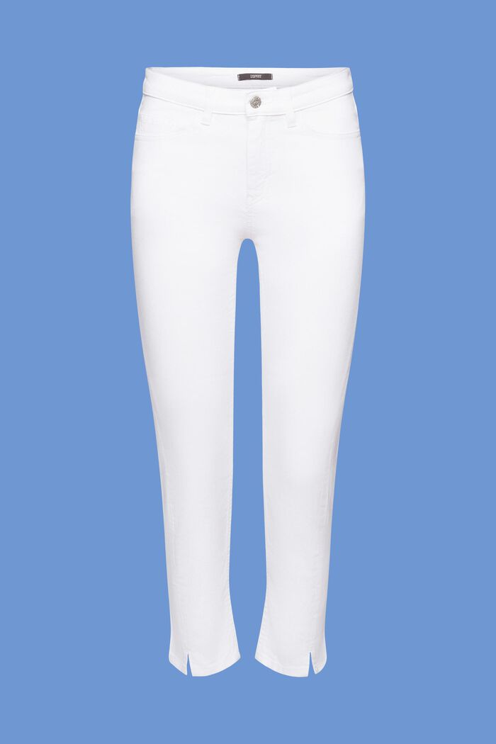 Cropped stretch jeans with hem slits, WHITE, detail image number 7