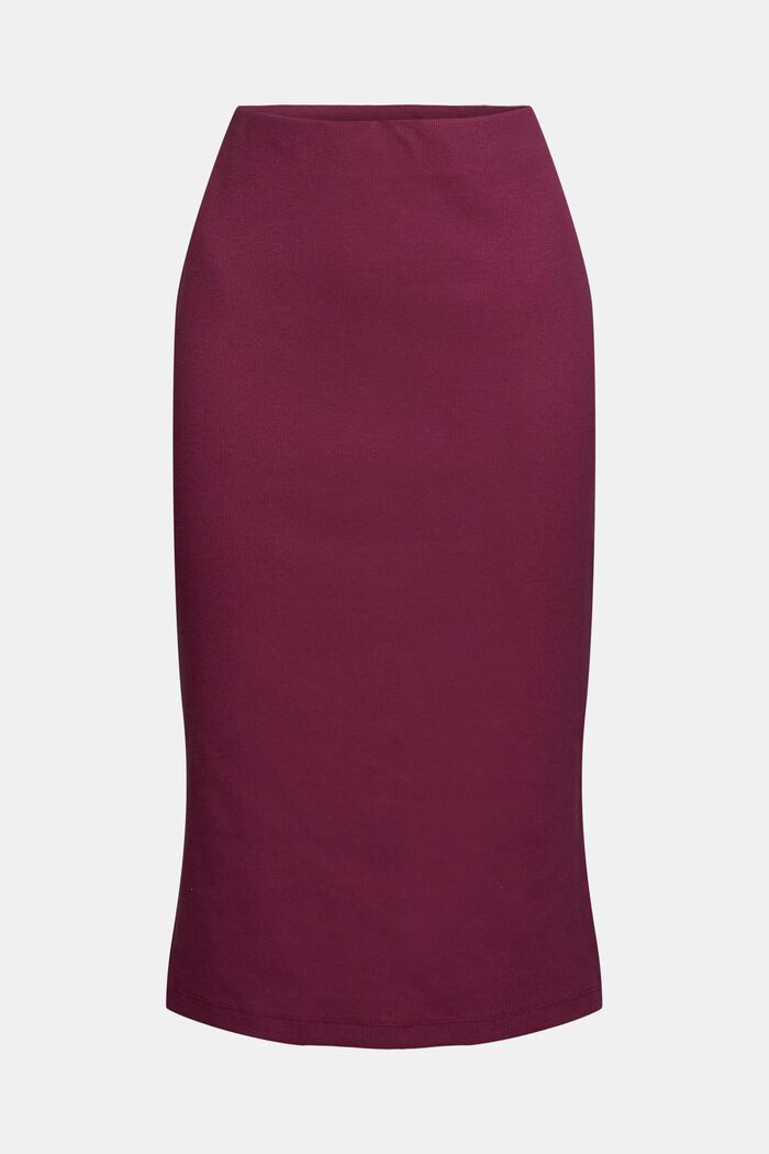 Ribbed-effect midi skirt, BORDEAUX RED, detail image number 6