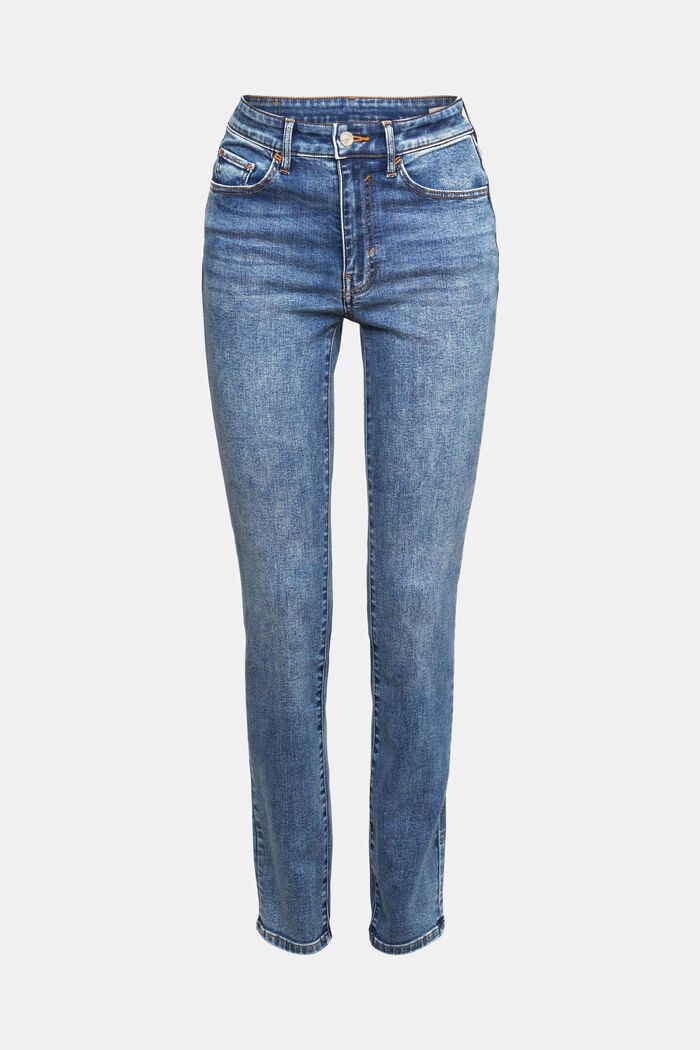 High rise skinny jeans with stonewashed effect, BLUE MEDIUM WASHED, detail image number 8