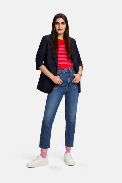 Super high-rise jeans with frayed hem