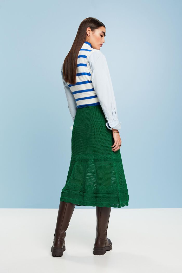 Knitted Midi Skirt, GREEN, detail image number 4