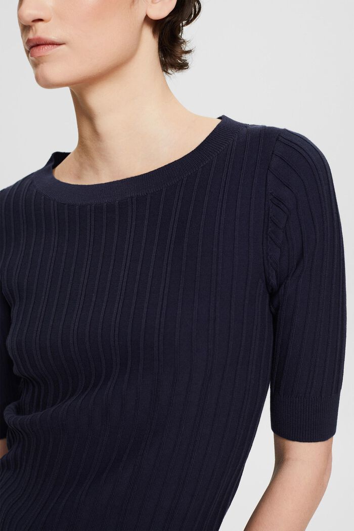T-shirt with a ribbed texture, NAVY, detail image number 2